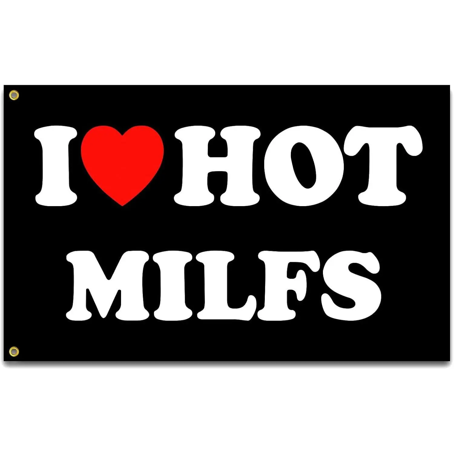 Love Hot Milfs Flag 3x5 Ft Funny Man Cave Wall Heart Milfs Flag for Room Teen Girls Indoor Outdoor Bedroom and College Dorm Wall Decor Banner Tapestry Gifts