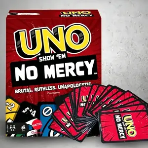 100% Original Mattel UNO Show ‘Em No Mercy Card Game Deck Poker Geunine Brand Christmas Gifts Table Games Family Parties Travel Party Card Game Family Fun Game Party Cards Game