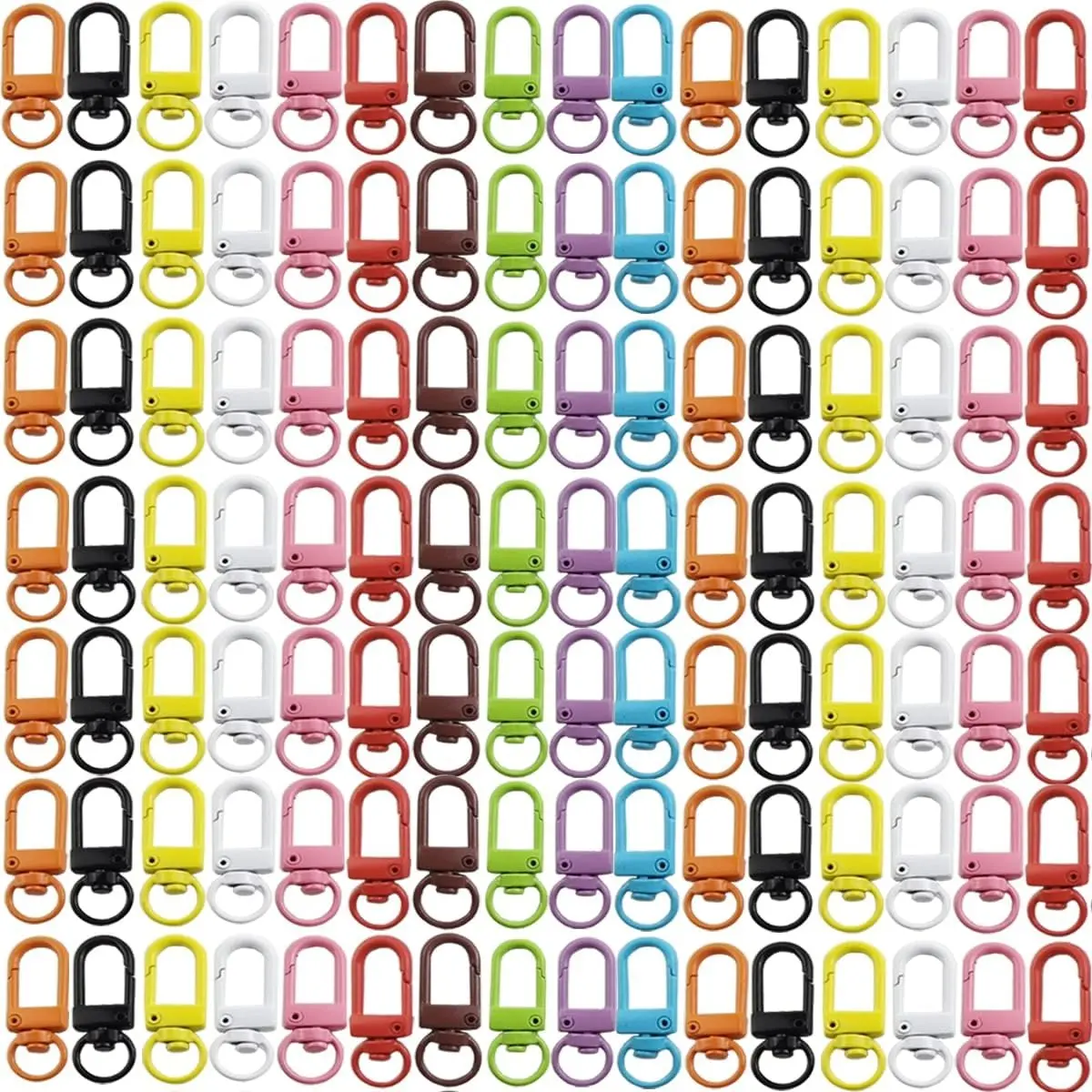 100 PCS Hanging Rope Rotating Buckle Hooks, Heavy-duty Metal Lobster Claw Buckles, Used for Backpack Hanging Ropes, Zippers, Bead DIY Projects, Colored Small Clips