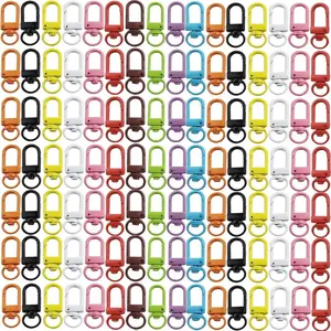100 PCS Hanging Rope Rotating Buckle Hooks, Heavy-duty Metal Lobster Claw Buckles, Used for Backpack Hanging Ropes, Zippers, Bead DIY Projects, Colored Small Clips