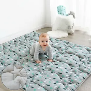 SpringSpirit Soft Padded Baby Play Mat Playpen Mat - Thicker Non-slip Large Kids Christmas Gifts Floor Crawling Tummy Time Foldable Portable Lightweight Indoor Outdoor Activity Mat, Grey Dinosaur, Outdoorfun #TiktokshopStockUp