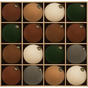 16-Pack  Christmas Ornaments Ball, Large Flocked Ornaments for Christmas Tree - Shatterproof Decorative  Baubles for Christmas Decor Party (Brown & Green & Beige, 3.12Inch)