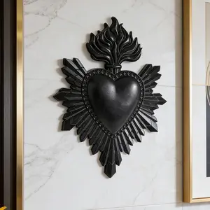 Resin Flame Heart Shape Handmade Craft Decoration, Multi-Color Wall Hanging Ornament, Home Decor for Living Room, Bedroom, Study, Photography Props