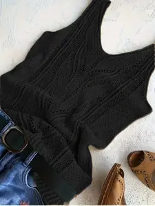 Women's Knitted Vest, Tops, Basic, Solid Color, V-Neck, Sleeveless, Perfect for Summer, Comfortable and Stylish, Ideal for Casual Wear