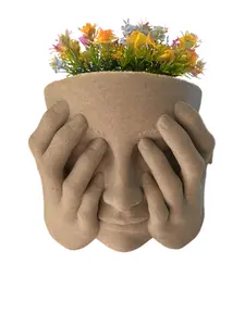 Sad Mask Wall Mounted Face Planter with Flower Pot for Indoor Plants - Emotional Art Decor for Modern, Minimalist, or Boho Wall Spaces, Farmhouse