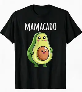 Unisex Mamacado Cute Mama Avocado Cartoon Pregnancy Funny Graphic T-Shirt, Printed Craft summervibes Casual Top, Sweet Maternity Baby Shower Kawaii Fruit Art Tee For Women, Relaxed Fit Soft Breathable womens summer clothing summer outfits women