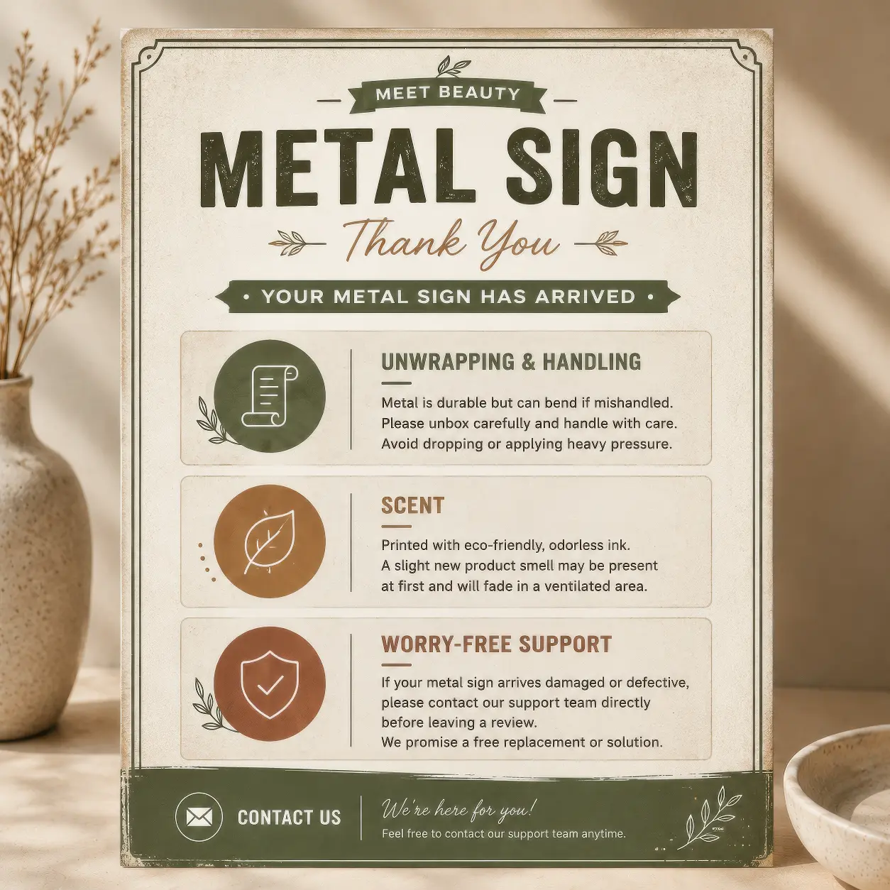 Metal Sign After-Sales Protection Certificate