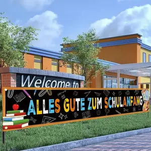 German Back-To-School Theme Banner, Ideal for Indoor/outdoor Parties, 13.78x70.8 Inches, Perfect for School Events and Decorations