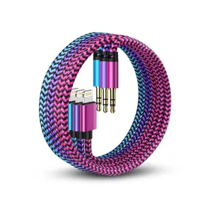 3pack- Aux to Lightning Cable, 3ft Braided Auxiliary Cord for iPhone, Car Home Stereo, Speaker, Headphones, Apple Mfi Certified Lightening to 3.5mm Male Audio Cable Wire for iPhone 14 Pro Max 13 12 11