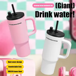Starry Night Handle Straw Insulated Cup 710ml SUS316 Stainless Steel Keeps Hot Cold Comfort Grip Dust Cap for Outdoor Office Car Use Oval Tumbler with Straw christmas gift idea f-caw-f funny chicken guys pink vacuum flasks Xmas Party Vacuum-Insulated Lid