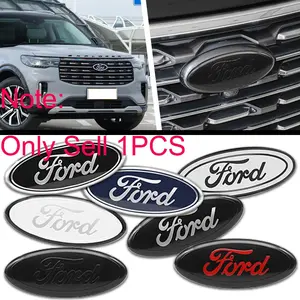 1Pcs 225mm 175mm 143mm 125mm Aluminum alloy Car Hood Front Grill Emblem Rear Trunk Badge Logo Cover Modification Sticker For Ford Focus 2 3 4 Mk3 Mondeo MK4 Fiesta Fusion Ranger Escape Ecosport Shelby Edge Kuga Car Decals