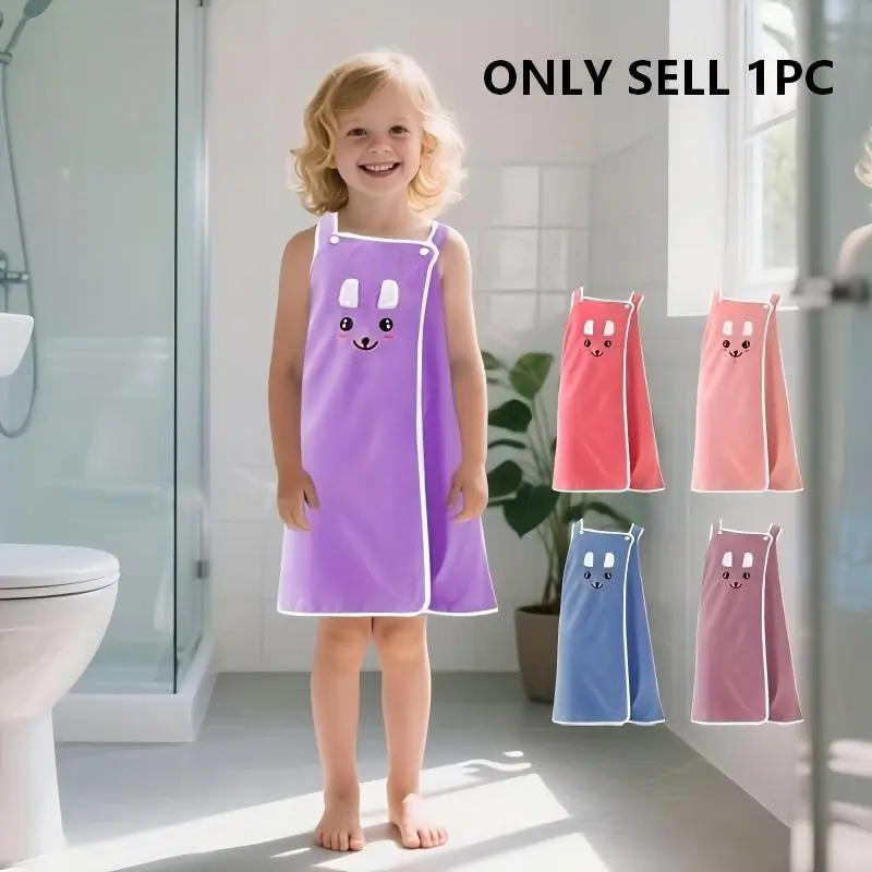 Kids Cute Cartoon Rabbit Ears Bath Towel, Toddler Towels, Quick Absorbent Soft Skin-Friendly Design, Easy Wear & Remove, Perfect for Swimming Pool Beach Home Use