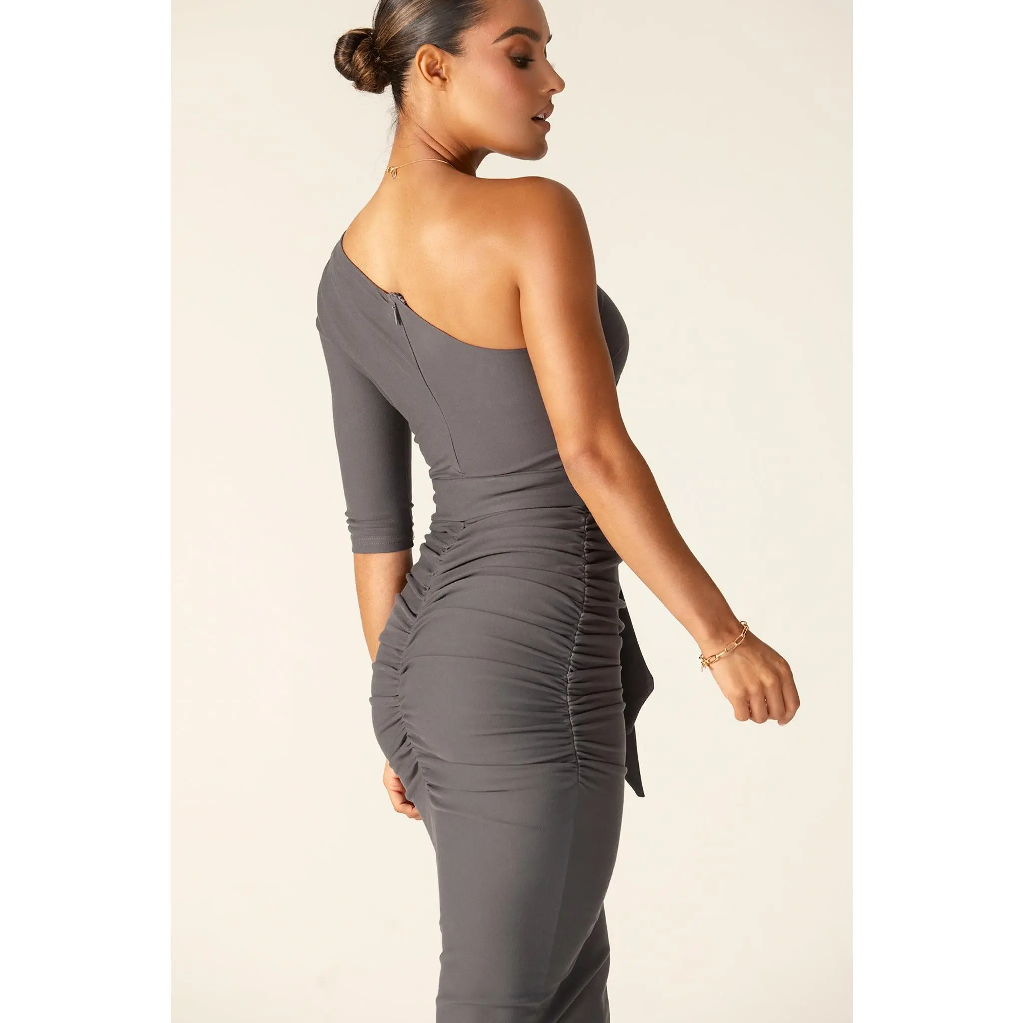 Dolly Elegant Bodycon Dress - Gray | One Shoulder Midi Dress with Belt for  Women - Elegant Stylish Jersey Outfit for Evening, Date Night, Party Wear -  Womenswear Clothing - TikTok Shop