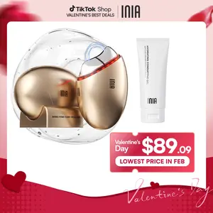 INIA GLACE Microcurrent Lymphatic Drainage Beauty Device | EMS Microcurrent-Activated Deep Drainage with Red & Blue Light, Thermal & Cryo Therapy for Instant De-Puff, Snatched Lift, Face & Neck Sculpting, Best Valentine's Day Gift for Her