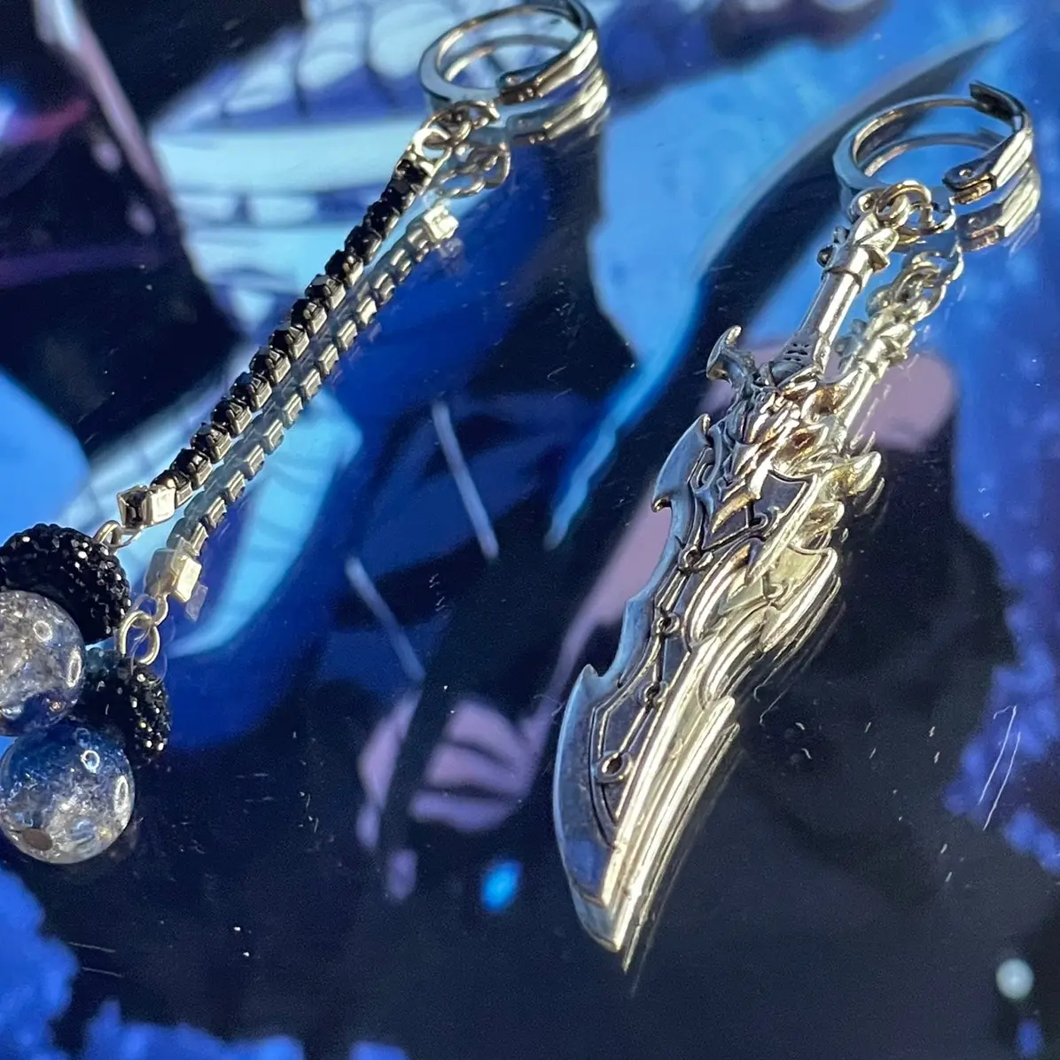 Solo Lvling Inspired Earrings Male Female Silver Earrings Anime Manga
