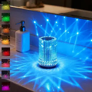 Aesthetic Luxury Vertical Stripe Crystal Lamp RGB Multi-Color Starburst Glow Mood Light Touch & Remote Control for Bathroom Spa Bedroom House Party Perfect Gift for Her Rgb Colorful Led Led Multicolor