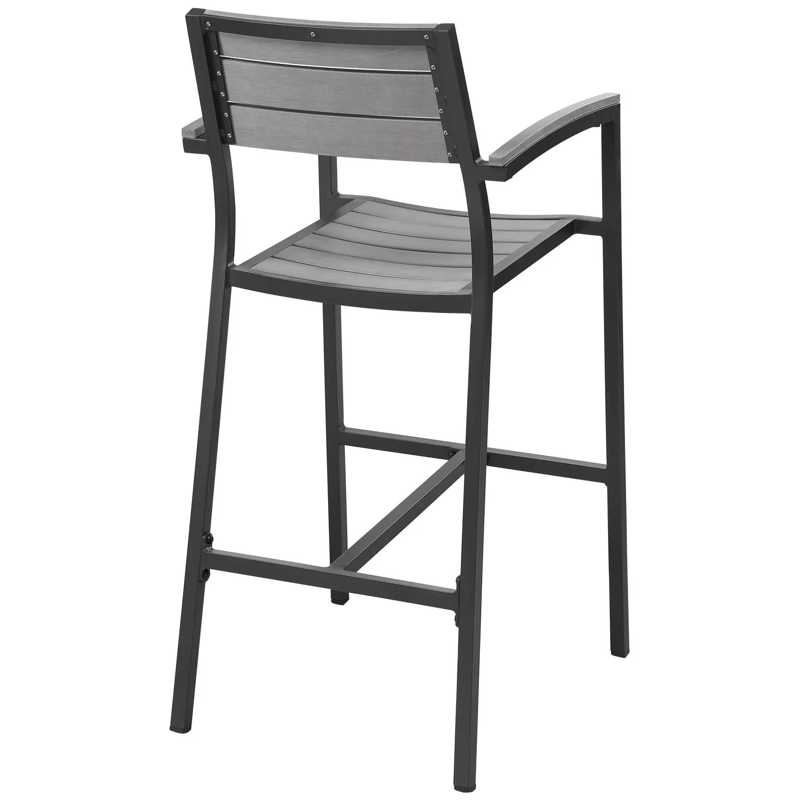 Modway Maine Contemporary Modern Outdoor Patio Poolside Lounge Area Bar Stool with Organic Feel, Brown-Gray