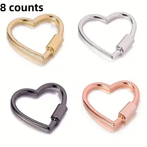 Heart Shaped Climbing Buckle Clip, 8 Counts Multi-functional Climbing Buckle Clip, Carabiner for Leash, Climbing Buckle Hook for Outdoor Camping Hiking Fishing Trip Dog Rope Buckles, Hook Carabiner, Hook Keeper