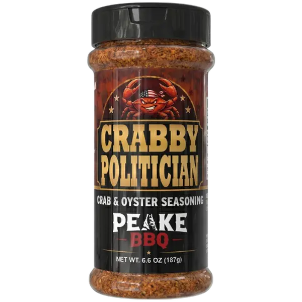 Peake BBQ Crabby Politician - Crab & Oyster Seasoning - for Crabs, Shrimp, Fish, Oysters, Corn and More (4.8oz)