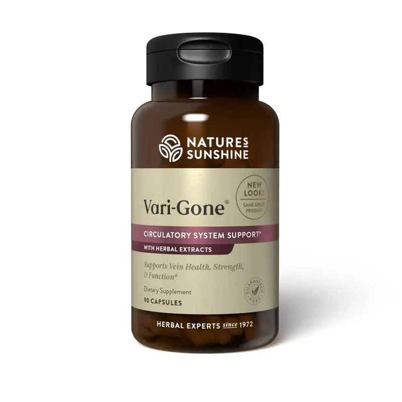 Nature's Sunshine Vari-Gone, 90 Capsules, Varicose Vein Supplements with 7 Powerful Herbs and Nutrients That Support Circulation for Vein Health, Strength, and Function