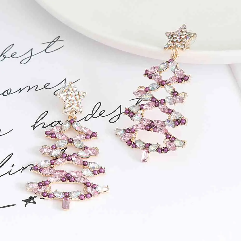 A Very Lilac Christmas Tree Rhinestone Earrings