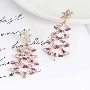 A Very Lilac Christmas Tree Rhinestone Earrings