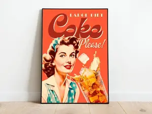 Diet Coke Retro Kitchen Print, 50s 60s Housewife Soda Poster, Vintage Bar Cart Printable Wall Art, Retro Woman Funny Quotes, Diet Cola