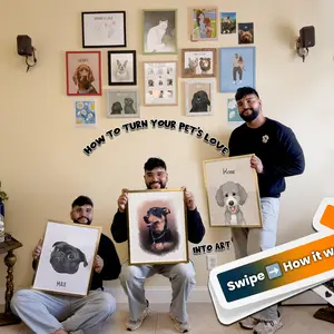 Custom Pet Poster – Hand-Drawn from Your Photo (Made to Order, No Frame)