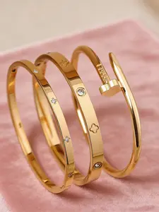 Women's Stainless Steel Bracelet Set, Flower Nail Design , Casual Style Elegant Jewelry Bracelet for Women, Perfect Gift for Her, High Quality Bracelet