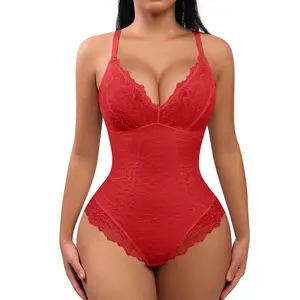 FeelinGirl Sexy Lace Bodysuit Shapewear for Women Thong Adjustable Seamless Underwear Womenswear  Nylon Tops1 Valentine's Day Gift Springtok