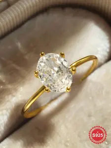 1 Pc Simplitry Real S925 Sterling Silver Designed Six-Claw Zircon Engagement Rings For Women Eternal Ring Promise Wedding Ring, Bridal Engagement Ring, Luxury Ladies Fine Jewelry Anniversary Gift Girlfriend Gift Birthday Gift Dating Gift