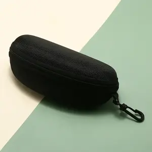 Large size black zipper glasses case suitable for sunglasses, large frame glasses, large-sized universal glasses, lightweight and pressure resistant