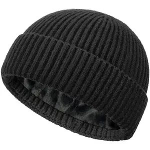 Fleece Lined  Fisherman Beanie for Men Women, Thermal Skull Cap Winter Hats, Cold Weather Warm Knit Cuffed Cap