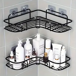 Stainless Steel Corner Shower Shelf - Rust-Proof, Double Groove Patch Is More Stable, Wall-Mounted Bathroom Storage Rack, Suitable for Shampoo, Toner And Cosmetics Storage, Shower Caddies