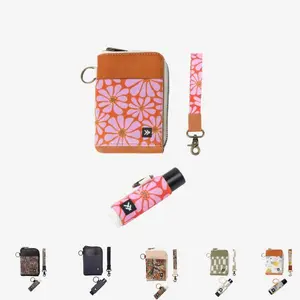 Thread Leather Zip Wallet, Wristlet Lanyard Keychain & Chapstick Holder Keychain 3-Piece Everyday Carry Bundle