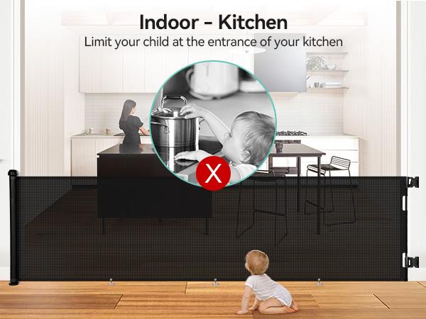 118" Retractable Baby Gates Extra Wide, Retractable Dog Gate for Large Openings, Extra Long Dog Gates for The House, Extra Large Mesh Pet Gate for Stairs, Doorways, Hallways, Indoor&Outdoor, Valentine's Day