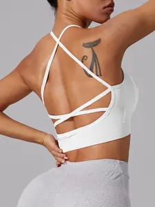 Women's Cross Back Design Sports Sleeveless Short Top, Casual Summer, Fitness Activewear, Suitable for Active Life Gym Training and Daily Wear, Gym Workout Wear