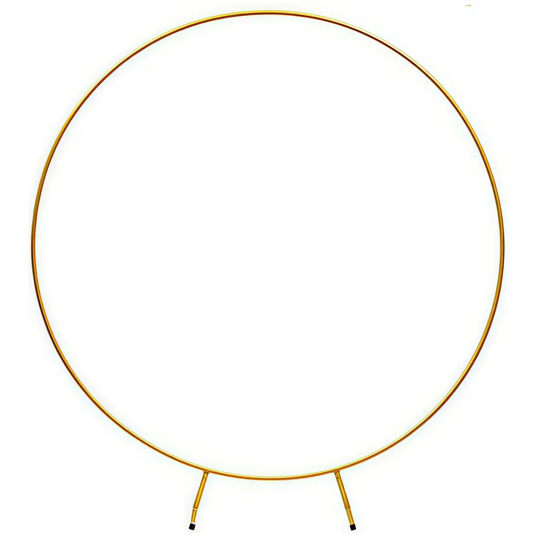 4.9/6.5ft/7.2ft Round Backdrop Stand Arch Balloon Golden Metal Circle Garland Frame With Base For Wedding Arch Birthday Party BabyShower Graduation Decoration Bridal Shower, Photo Booth Props