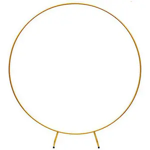 4.9/6.5ft/7.2ft Round Backdrop Stand Arch Balloon Golden Metal Circle Garland Frame With Base For Wedding Arch Birthday Party BabyShower Graduation Decoration Bridal Shower, Photo Booth Props