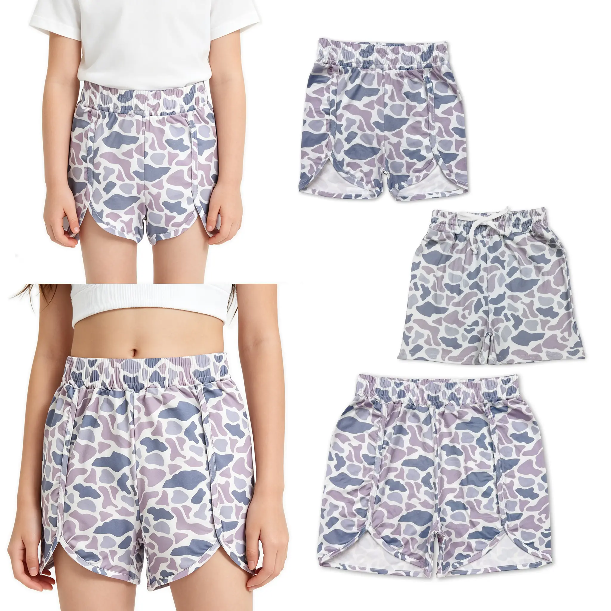 Cute Boys' Fitted Camo Print Family Matching Casual Shorts - Mid-Waist Breathable Comfy Kids' Bottoms for Summer Day Adventures, Mama & Me Matching Shorts, Cute Boys' Shorts