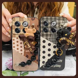 Cartoon Anti-knock Phone Case For OnePlus Ace Pro/1+Ace Pro/1+10T cute Black pearl pendant protective case Bear bracelet Simplicity Waterproof Skin-friendly feel Back Cover