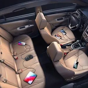 Car Charger, 6 Port Car Charger, Universal, 2 Type-C Ports + 4 USB Ports, Front and Rear Sync Charging, Includes 1.5m Extension Cable