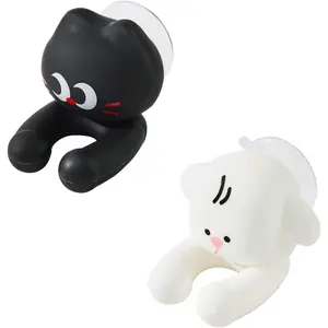 2 PCS Kids' Toothbrush Holder,Suction Toothbrush Holder,Cute Cartoon Cat and Dog, Perfect for Kids and Families