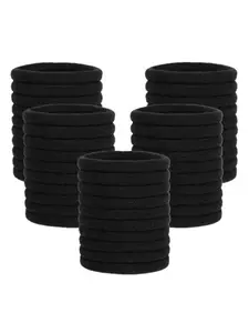 50pcs Simple high-elastic black towel hair ties, durable rubber band hair strings for high ponytails, thickened and widened hair ties that won't hurt your hair