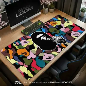 Multicolor Camo Hypebeast Gaming Desk Mat, Anime Mouse Pad, Desk Mat, pc accessories
