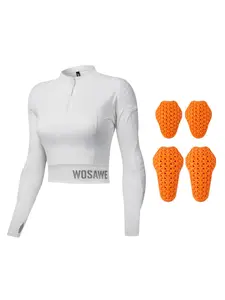 WOSAWE Womens Motorcycle Jacket Cropped Half Zipper Pullover Padded Summer Motorbike Shirt Scooter Riding Gear High Elastic & Comfortable Daily Commute
