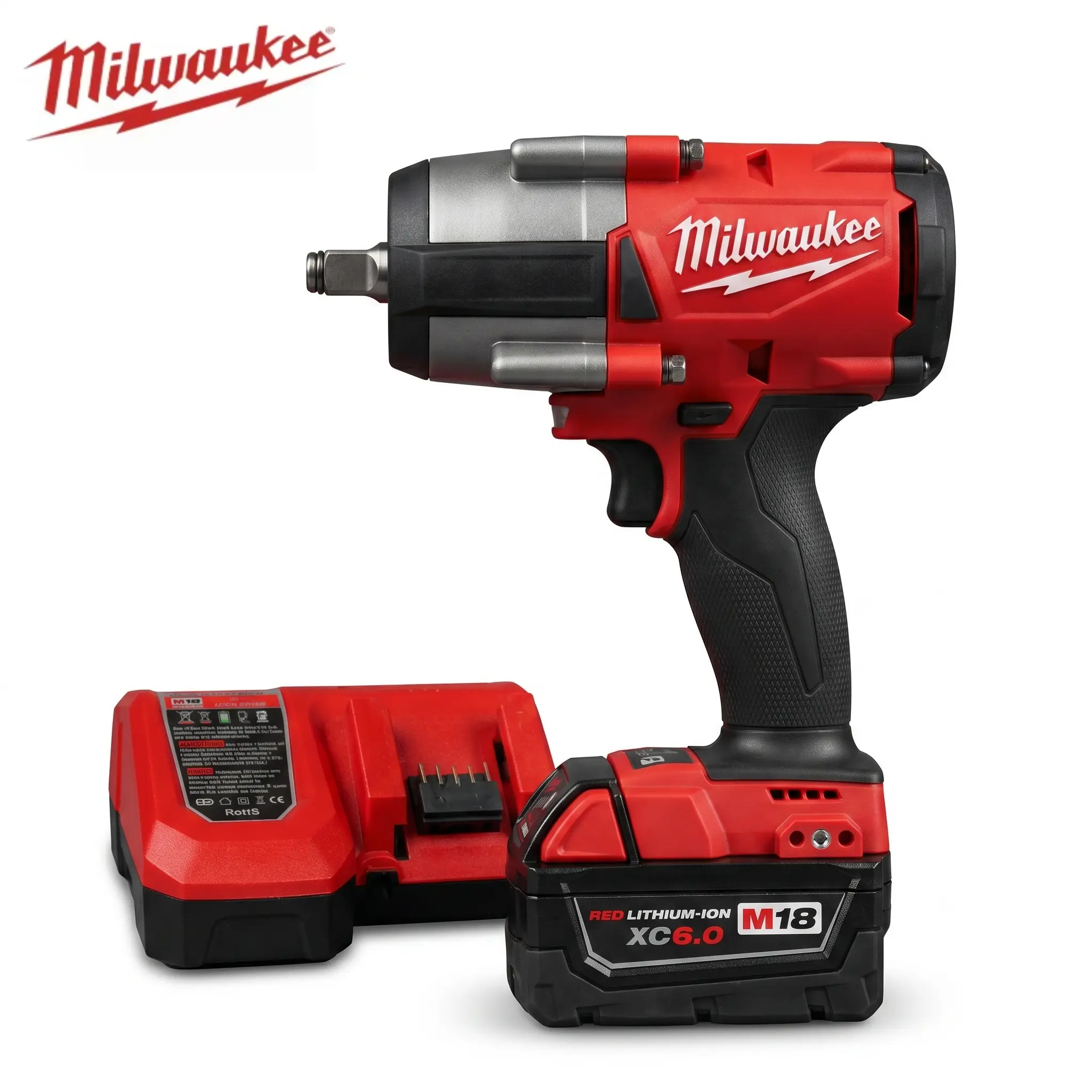 Milwaukee 1000Nm High Torque Cordless Power Wrench - Heavy-Duty Lithium Battery Tool with Reinforced Shockproof Housing, Anti-Fatigue Ergonomic Grip, POWERSTATE Brushless Motor Layout for Scaffold Erection, Outdoor Steel Frame Dismantling