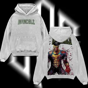 Superstyle Limited Edition Emperor Mark Grayson Invincible War Superhero Comics Edition Double Print Lightweight Acid Washed Tee Hoodie Sweater Graphic Design Top Cotton Streetwear Comic T-Shirt Clothes Menswear Womenswear