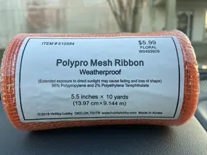 Polypro Mesh Ribbon- Orange 5.5” X 10 Yards