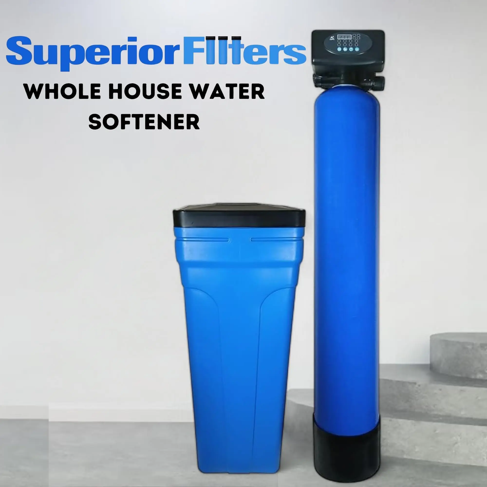 SUPERIOR 32,000-Grain Whole House Water Softener System - Digital Metering Control Head, NSF-Certified Premium Ion Exchange Resin, Salt or Potassium Compatible with All Standard Systems